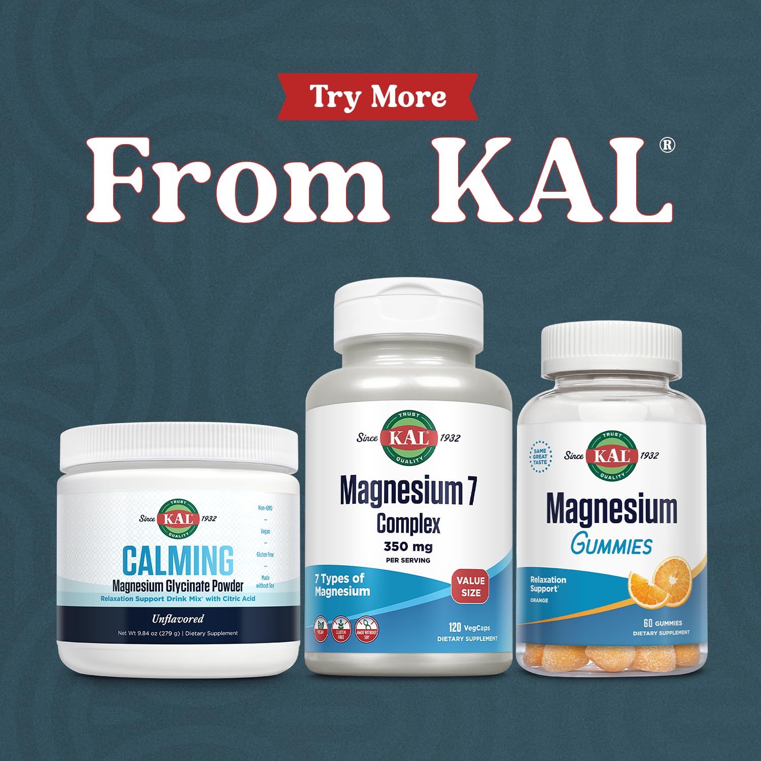 KAL Magnesium Complex 7 - Total Complex with Magnesium Glycinate, Citrate, Malate and More - Relaxation and Whole Body Support Supplements - Vegan, 60-Day Guarantee - 60 Servings - 120 VegCaps - dailyvitalstore