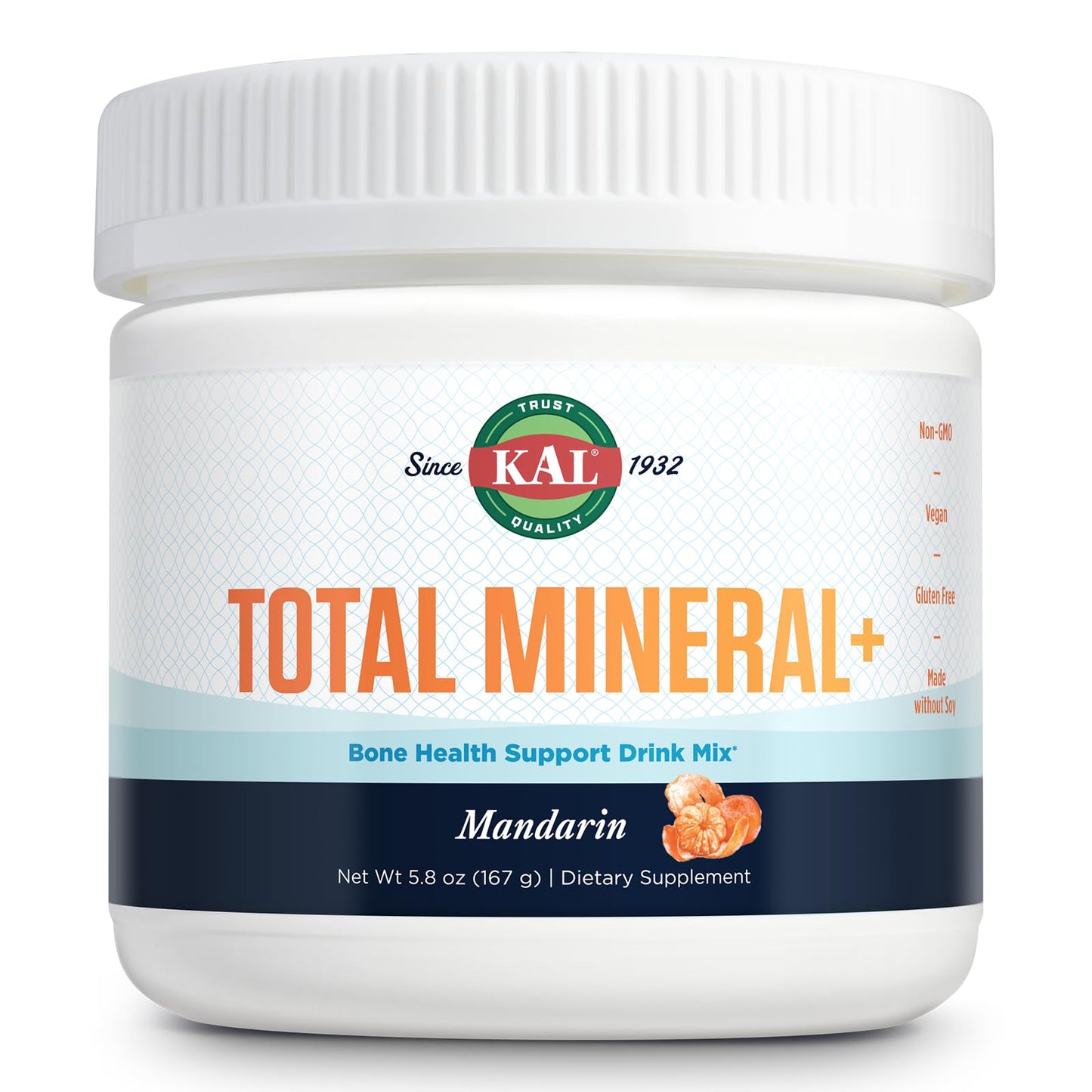 KAL Total Mineral+ Powder - Total Complex - Magnesium Glycinate, Zinc, Calcium and More - Bone Health & Whole Body Support Supplement - Vegan, Non-GMO, Gluten-Free 60-Day Guarantee - 30 Servings - dailyvitalstore