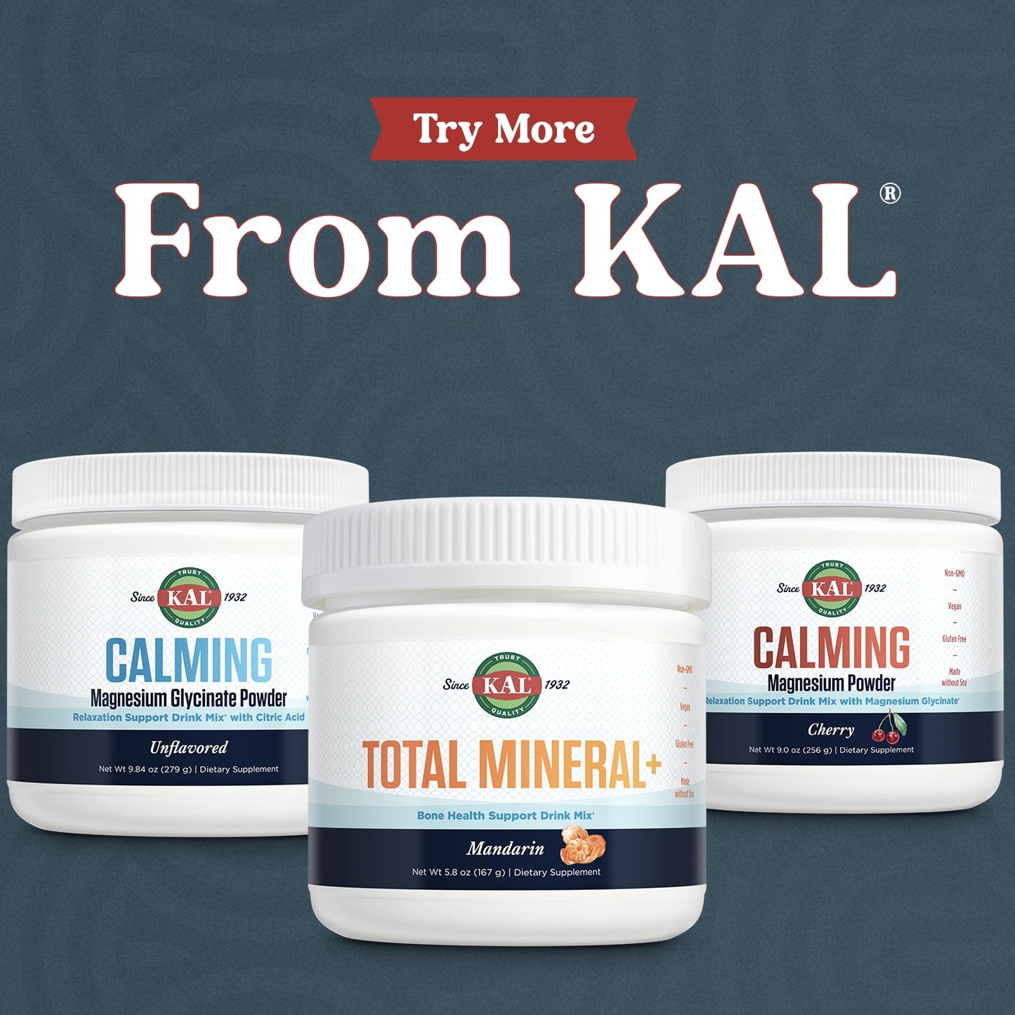 KAL Total Mineral+ Powder - Total Complex - Magnesium Glycinate, Zinc, Calcium and More - Bone Health & Whole Body Support Supplement - Vegan, Non-GMO, Gluten-Free 60-Day Guarantee - 30 Servings - dailyvitalstore