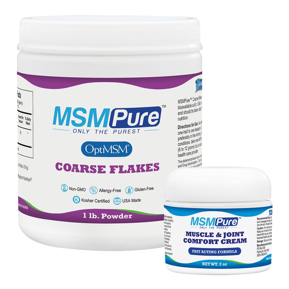 KALA HEALTH MSMPure Coarse Flakes 1lb and Muscle & Joint Cream 2oz Bundle - dailyvitalstore