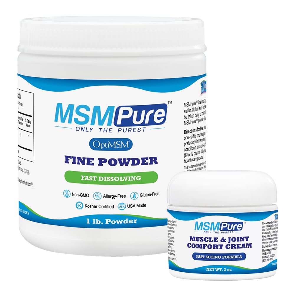 KALA HEALTH MSMPure Fine Powder 1lb and Muscle & Joint Cream 2oz Bundle - dailyvitalstore