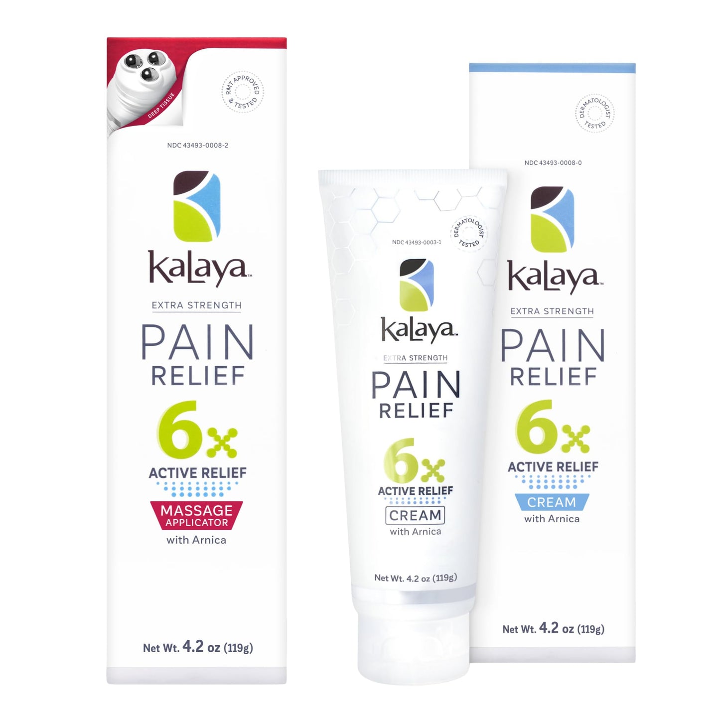 Kalaya 6X Pain Relief Arnica Cream with Massager and 6X Extra Strength Pain Relief Cream - dailyvitalstore