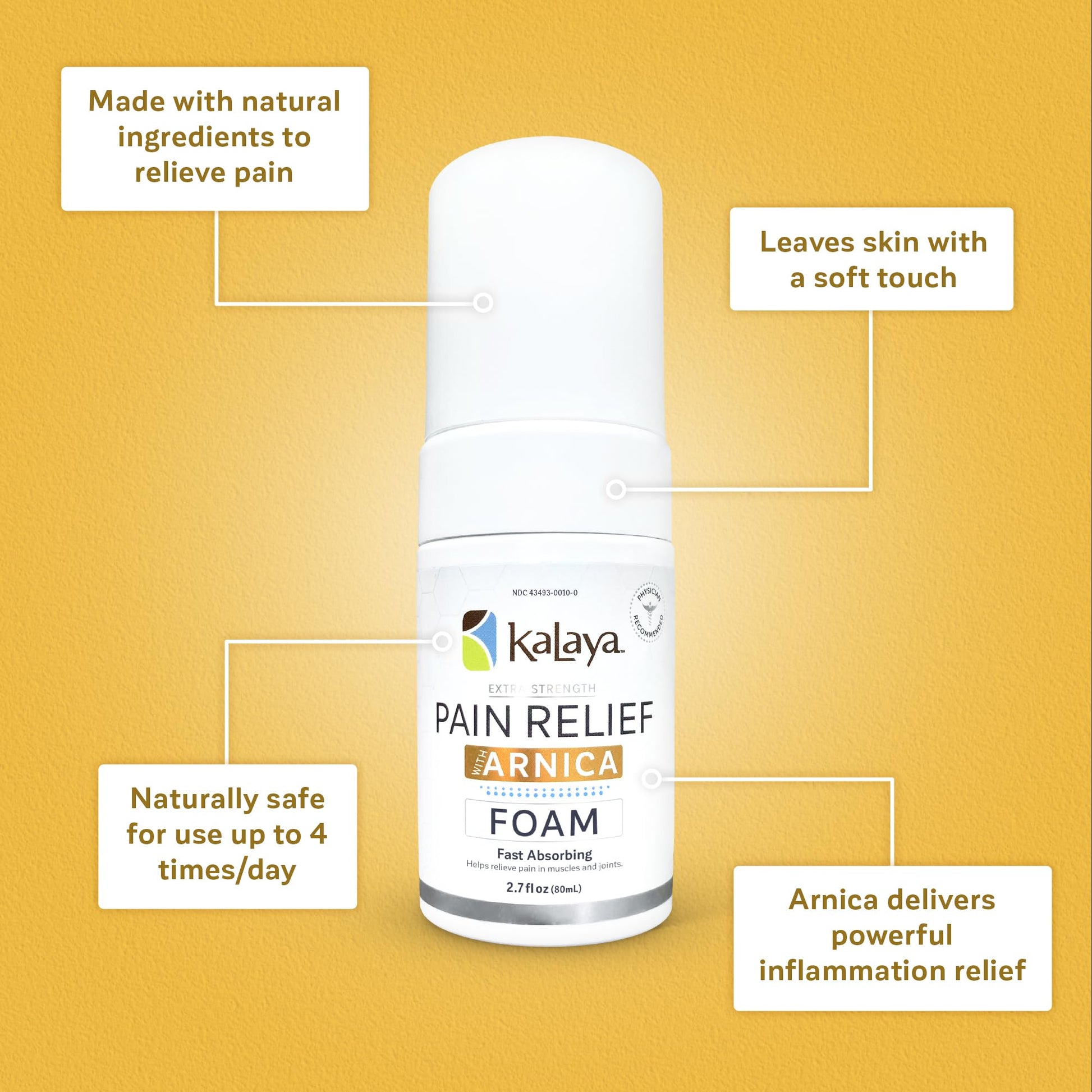 Kalaya Naturals Extra Strength Pain Relief Foam with Arnica - Supports Pain Relief in Muscle & Joints (2.7 Ounces) - dailyvitalstore