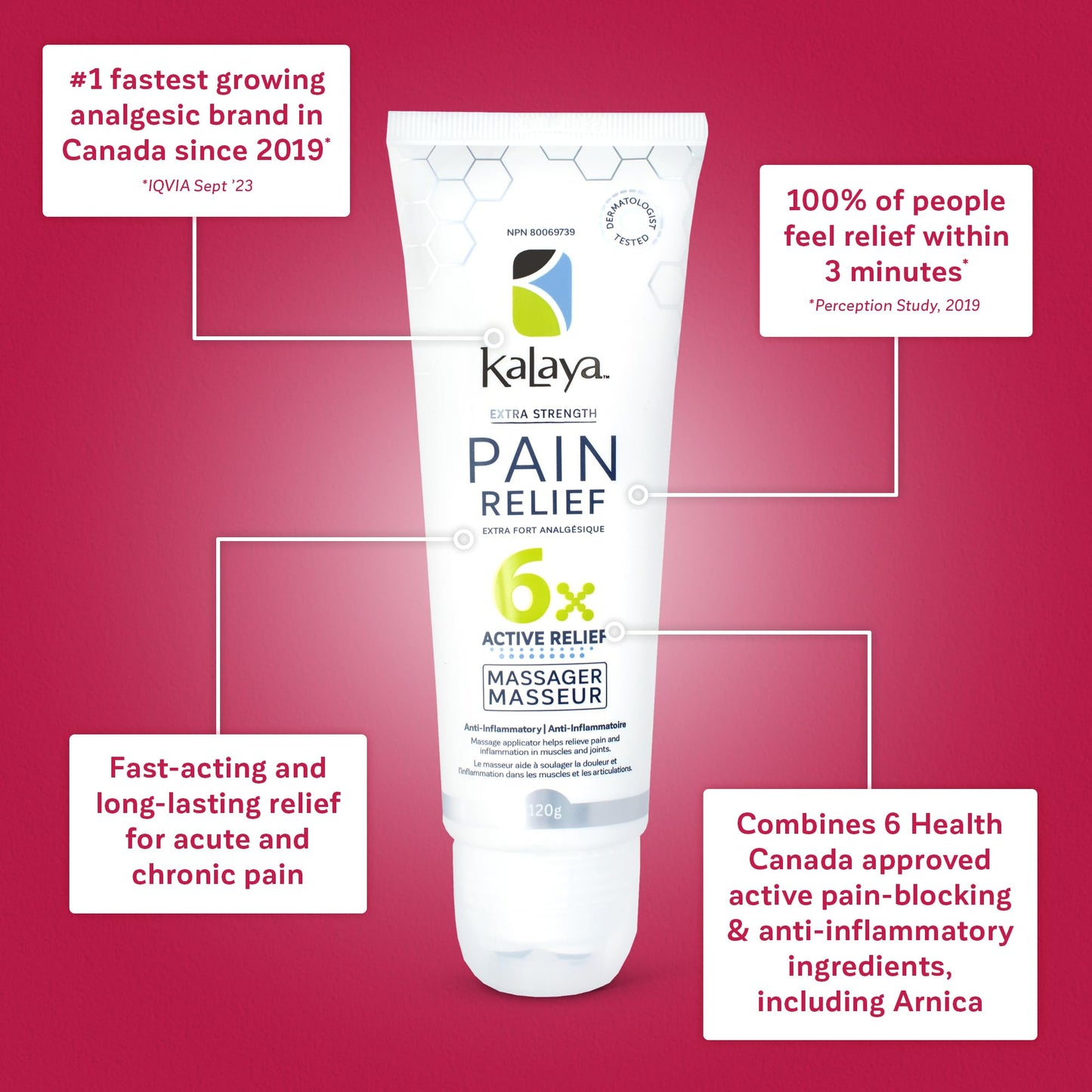 Kalaya Pain Relief Cream with Arnica – Fast-Acting Joint & Muscle Pain Relief – 6 Natural Ingredients – No-Mess Applicator – RMT-Inspired Design – Dermatologist Tested – 4.2 oz - dailyvitalstore