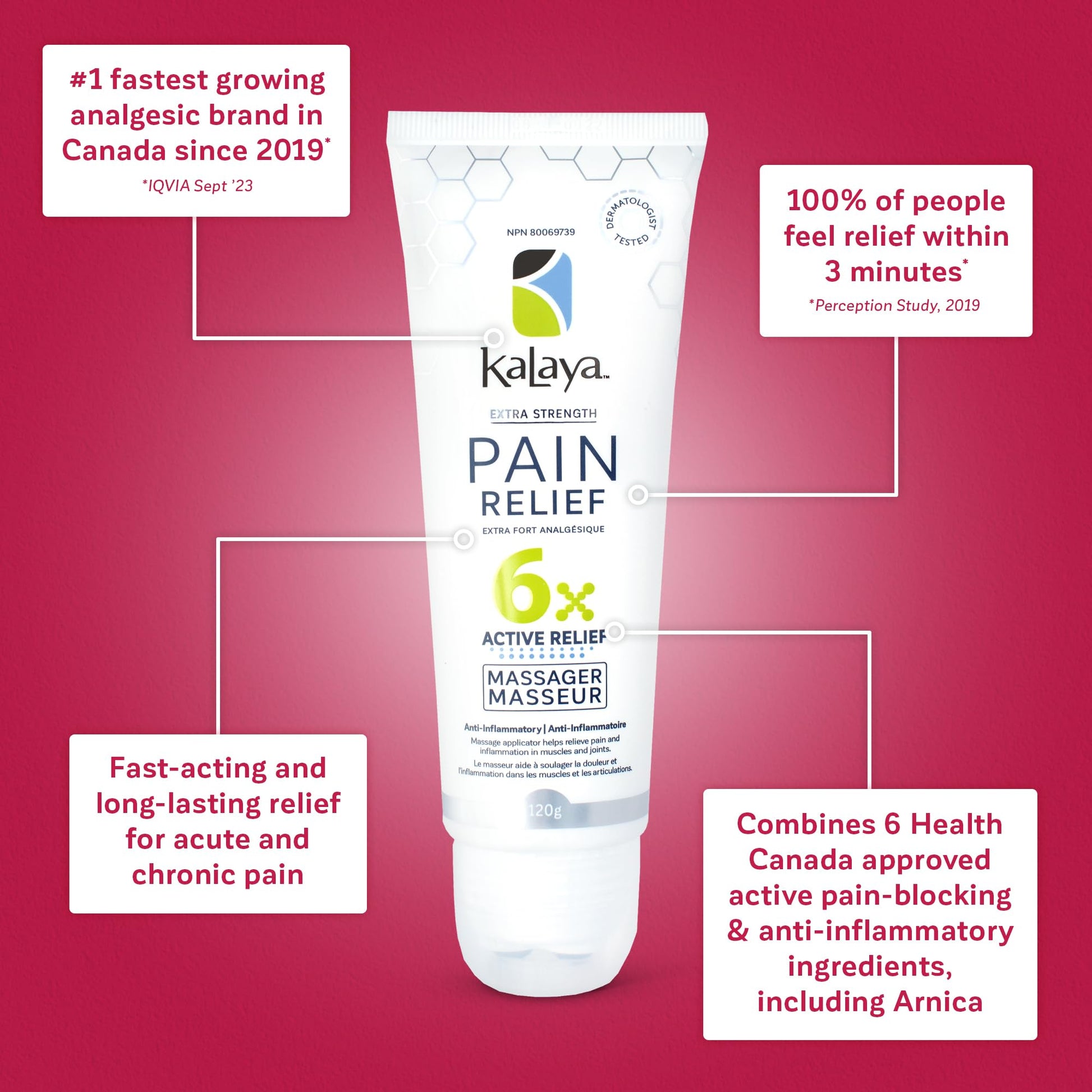 Kalaya Pain Relief Cream with Arnica – Fast-Acting Joint & Muscle Pain Relief – 6 Natural Ingredients – No-Mess Applicator – RMT-Inspired Design – Dermatologist Tested – 4.2 oz - dailyvitalstore