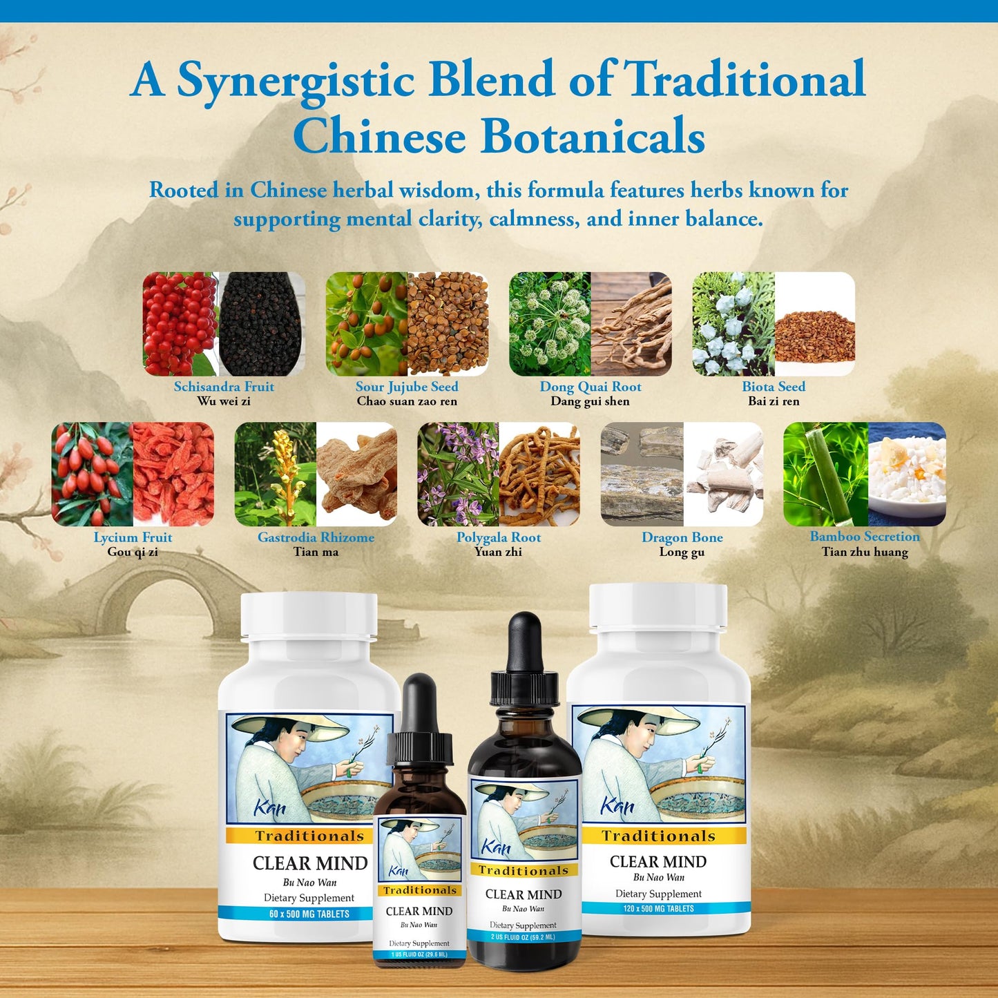 Kan Herbs Company Clear Mind Formula – Traditional Chinese Herbal Blend for Cognitive Clarity and Spirit Support, Nourishes Heart Yin and Blood, Calms Shen, Herbal Supplement, 60 Tablets - dailyvitalstore