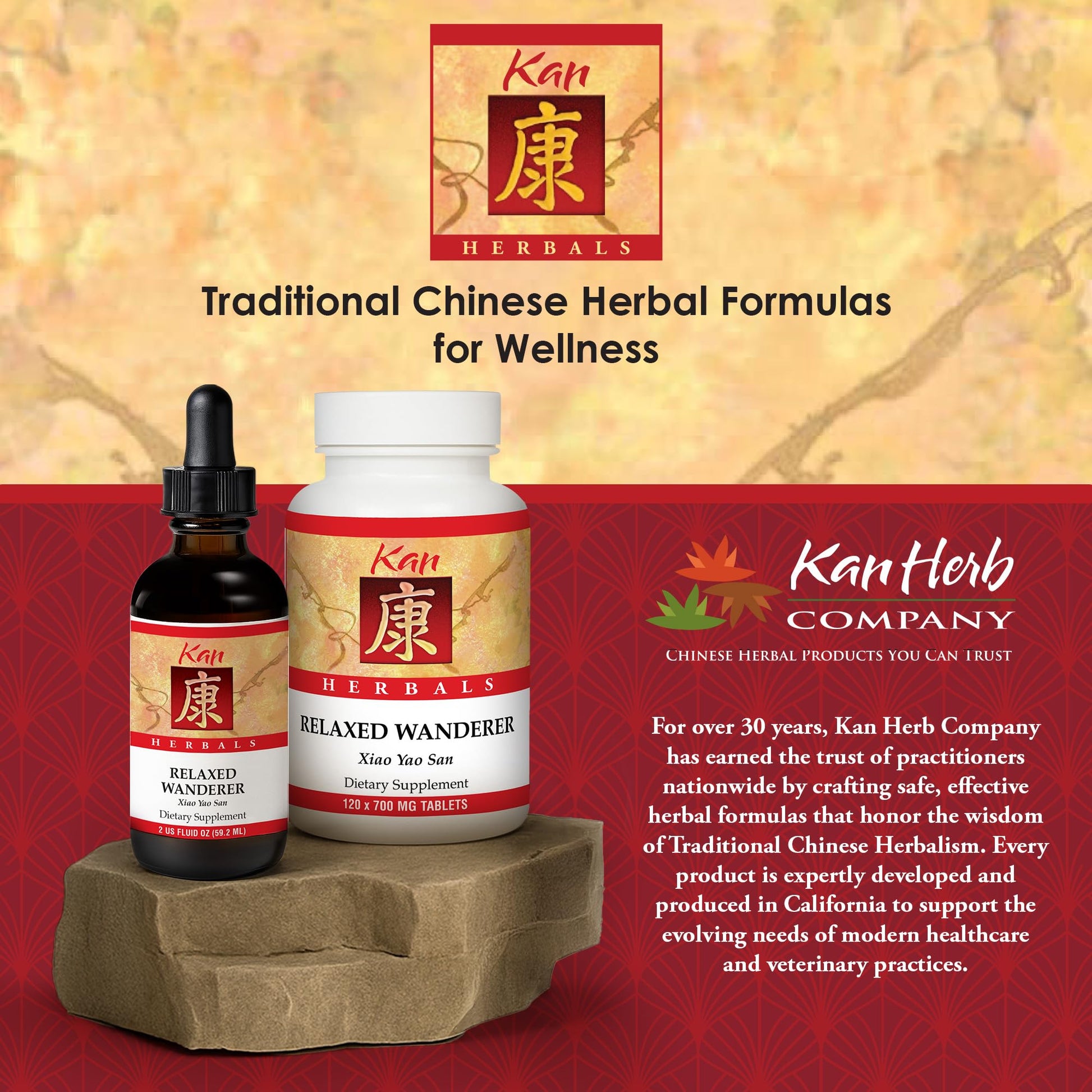 Kan Herbs Company Relaxed Wanderer – Traditional Chinese Herbal Formula to Support Mood, Digestion, and Menstrual Balance, Nourishes Blood, Eases Occasional Tension and Fatigue, 120 Tablets - dailyvitalstore