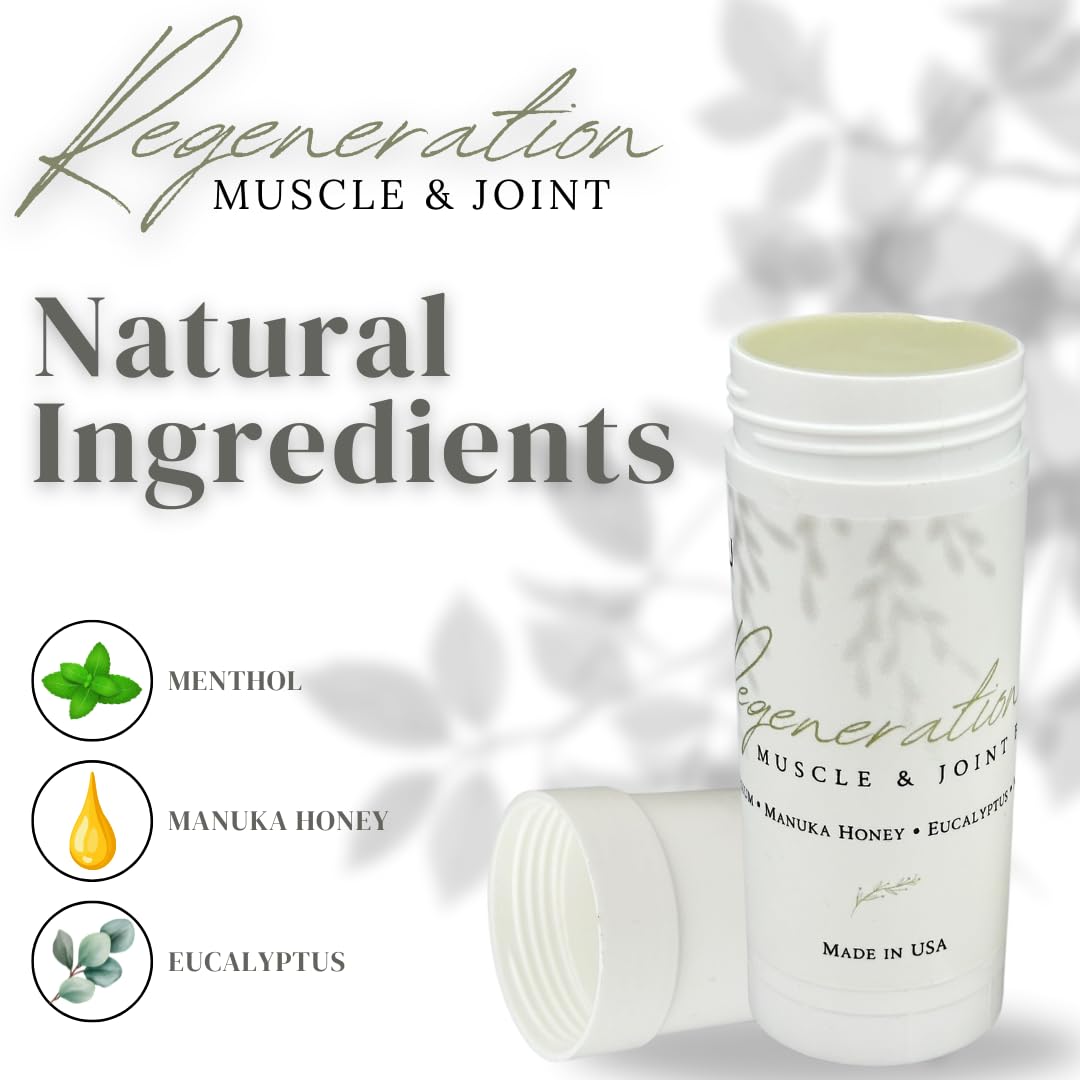 KANU Regeneration Muscle and Joint Soothing Balm Proprietary Blend of Magnesium, Manuka Honey, Eucalyptus & Menthol - Maximum Strength Formula for Aches- All Natural Ingredients-Made in The USA - dailyvitalstore