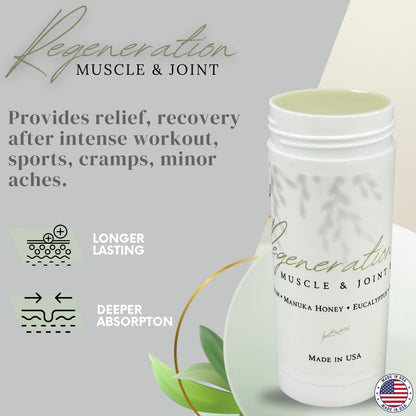 KANU Regeneration Muscle and Joint Soothing Balm Proprietary Blend of Magnesium, Manuka Honey, Eucalyptus & Menthol - Maximum Strength Formula for Aches- All Natural Ingredients-Made in The USA - dailyvitalstore
