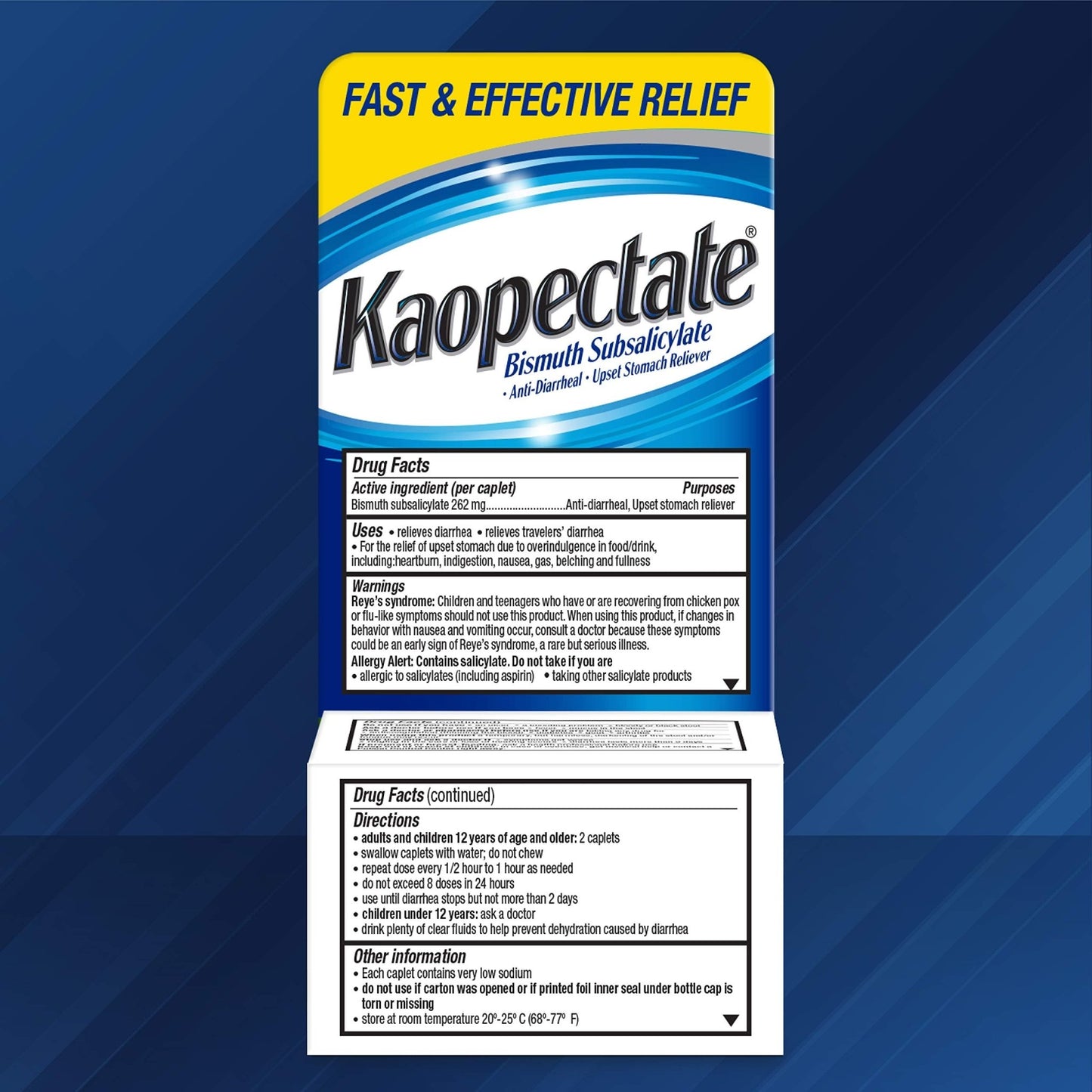 Kaopectate Multi-Symptom Anti-Diarrheal & Upset Stomach Reliever, 42 Caplets, Anti Diarrhea Caplets - dailyvitalstore