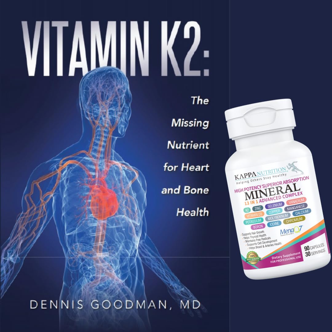 KAPPA NUTRITION (90 Capsules,Vitamin K2, Vitamin D3, Zinc, Selenium, Vanadium, Copper, Manganese, Potassium, Molybdenum, Calcium, Chromium, Iodine, Boron, Mineral 13 in 1 Advanced Complex, from - dailyvitalstore