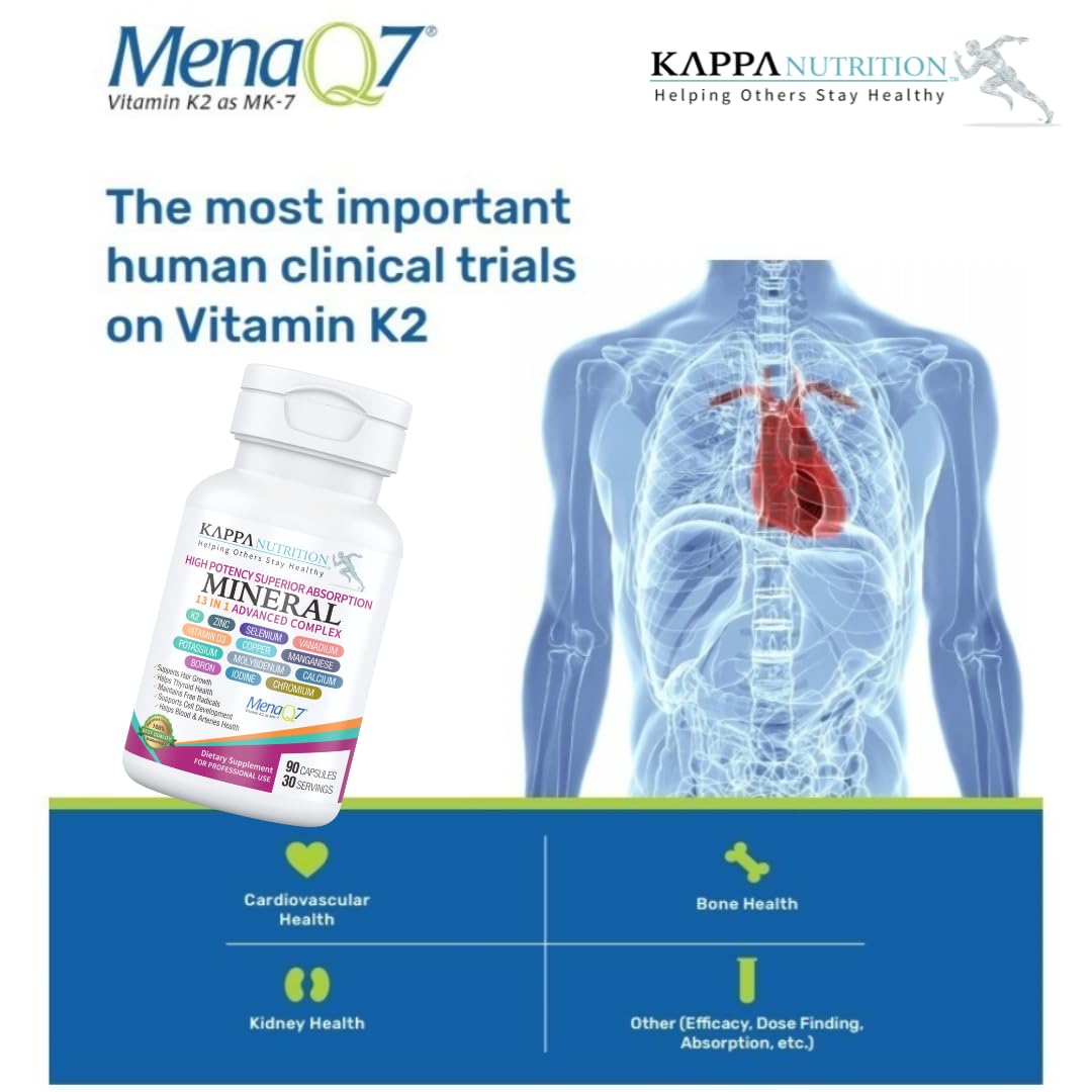 KAPPA NUTRITION (90 Capsules,Vitamin K2, Vitamin D3, Zinc, Selenium, Vanadium, Copper, Manganese, Potassium, Molybdenum, Calcium, Chromium, Iodine, Boron, Mineral 13 in 1 Advanced Complex, from - dailyvitalstore