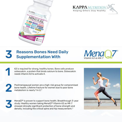 KAPPA NUTRITION (90 Capsules,Vitamin K2, Vitamin D3, Zinc, Selenium, Vanadium, Copper, Manganese, Potassium, Molybdenum, Calcium, Chromium, Iodine, Boron, Mineral 13 in 1 Advanced Complex, from - dailyvitalstore