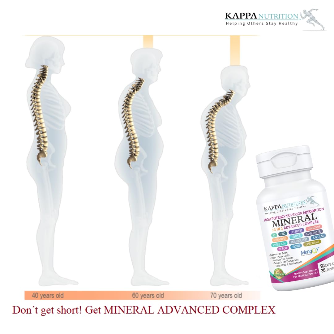 KAPPA NUTRITION (90 Capsules,Vitamin K2, Vitamin D3, Zinc, Selenium, Vanadium, Copper, Manganese, Potassium, Molybdenum, Calcium, Chromium, Iodine, Boron, Mineral 13 in 1 Advanced Complex, from - dailyvitalstore