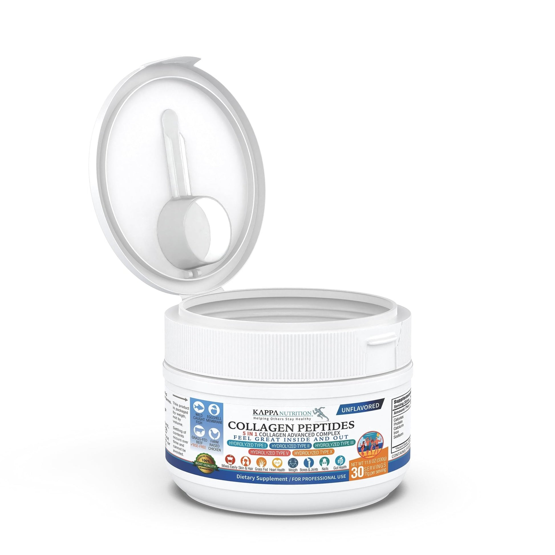 KAPPA NUTRITION Collagen Peptides Powder, 5 in 1 Multi-Collagen Advanced Complex with Hydrolyzed Collagen Peptides, Supports Skin, Hair, Nails, Joints & Bones / 30 Servings - dailyvitalstore