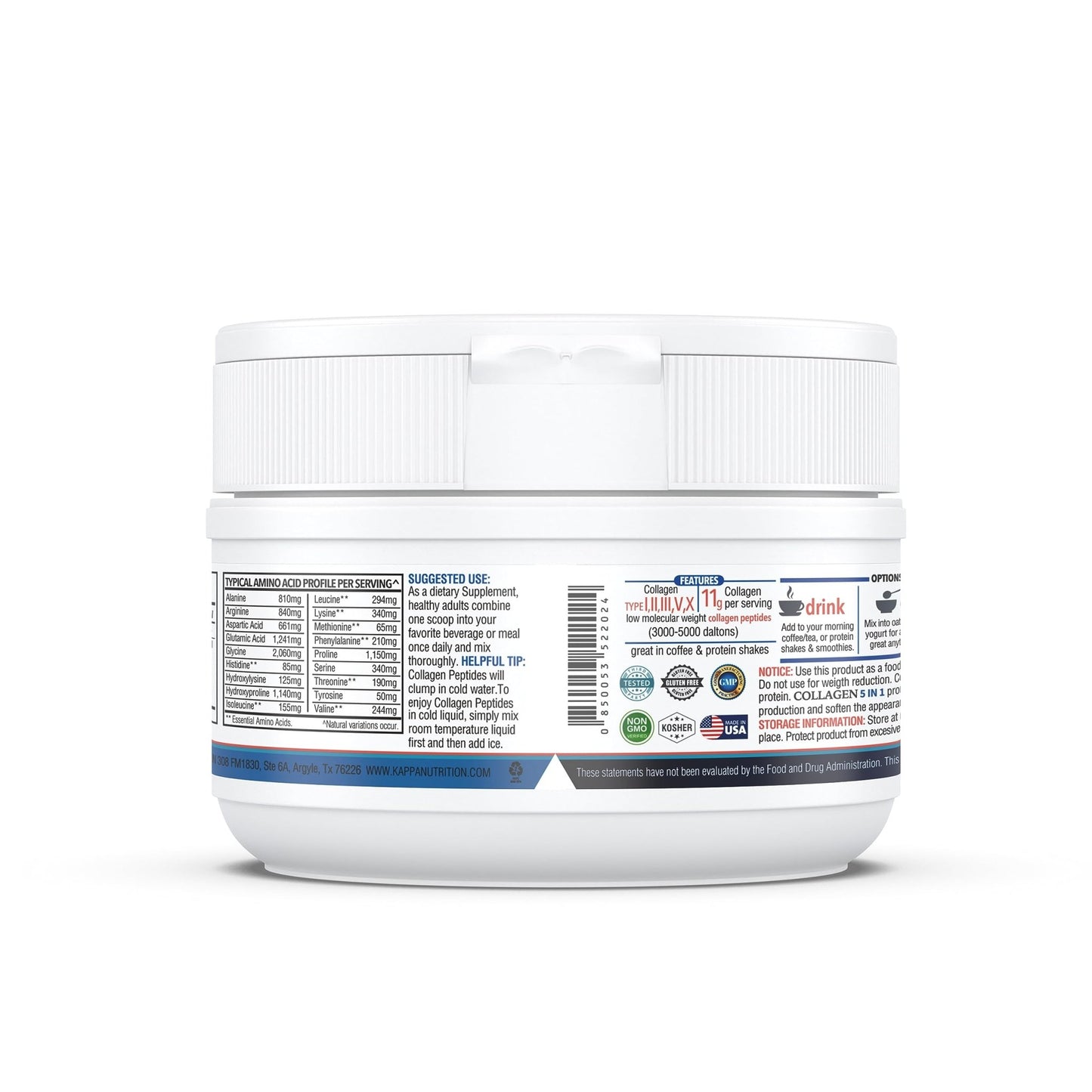 KAPPA NUTRITION Collagen Peptides Powder, 5 in 1 Multi-Collagen Advanced Complex with Hydrolyzed Collagen Peptides, Supports Skin, Hair, Nails, Joints & Bones / 30 Servings - dailyvitalstore