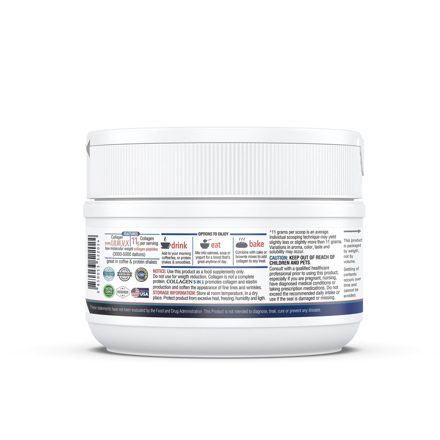KAPPA NUTRITION Collagen Peptides Powder, 5 in 1 Multi-Collagen Advanced Complex with Hydrolyzed Collagen Peptides, Supports Skin, Hair, Nails, Joints & Bones / 30 Servings - dailyvitalstore