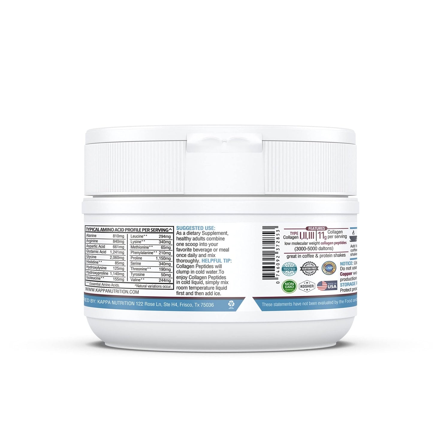 KAPPA NUTRITION Collagen Type I, II, III, 6 Billion Probiotic Acid Resistance, Hyaluronic Acid, Vitamin C, Biotin, Copper and MCT Oil, Beautiful Hair, Nails, & Skin, Collagen Peptides 9 in 1 (11.9oz) - dailyvitalstore