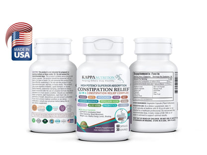 KAPPA NUTRITION Constipation Relief Supplement – Gentle Colon Cleanse for Regularity & Gut Health – Non-Habit Forming Formula with Fiber, Herbs & Probiotics – Non-GMO, 60 Capsules - dailyvitalstore
