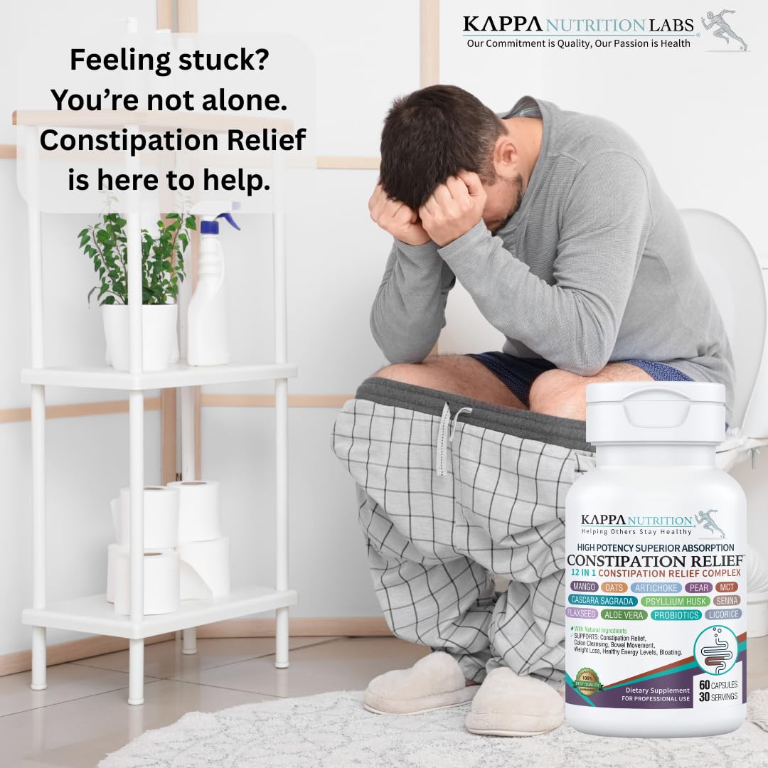 KAPPA NUTRITION Constipation Relief Supplement – Gentle Colon Cleanse for Regularity & Gut Health – Non-Habit Forming Formula with Fiber, Herbs & Probiotics – Non-GMO, 60 Capsules - dailyvitalstore