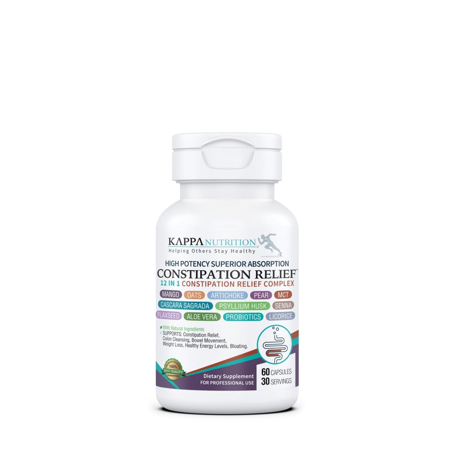 KAPPA NUTRITION Constipation Relief Supplement – Gentle Colon Cleanse for Regularity & Gut Health – Non-Habit Forming Formula with Fiber, Herbs & Probiotics – Non-GMO, 60 Capsules - dailyvitalstore