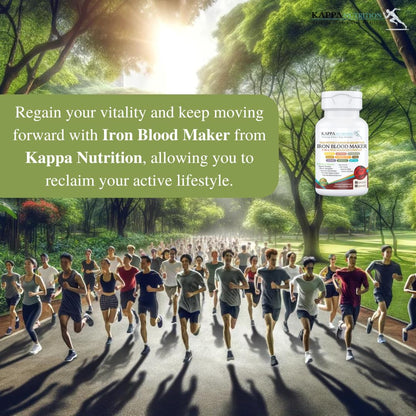 KAPPA NUTRITION Iron 26mg, Vitamin C & Orange 150mg, Folate 667mcg DFE, Vitamin B12, Beetroot, Brewers Yeast, Broccoli & MCT Oil 9 in 1 Advanced Complex (60 Capsules) - dailyvitalstore