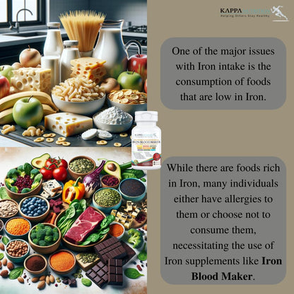 KAPPA NUTRITION Iron 26mg, Vitamin C & Orange 150mg, Folate 667mcg DFE, Vitamin B12, Beetroot, Brewers Yeast, Broccoli & MCT Oil 9 in 1 Advanced Complex (60 Capsules) - dailyvitalstore