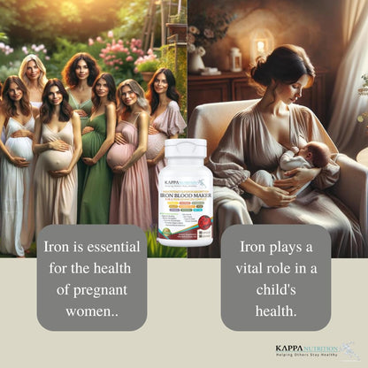 KAPPA NUTRITION Iron 26mg, Vitamin C & Orange 150mg, Folate 667mcg DFE, Vitamin B12, Beetroot, Brewers Yeast, Broccoli & MCT Oil 9 in 1 Advanced Complex (90 Capsules) - dailyvitalstore