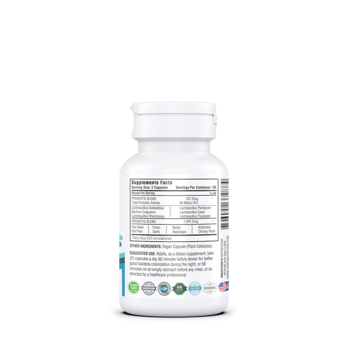 KAPPA NUTRITION Probiotic 60 Billion CFU 14 in 1 Formula with Prebiotics & Acidophilus for Women, Men & Adults, Shelf Stable, Acid Resistant, Natural Supplement 60 Capsules. - dailyvitalstore
