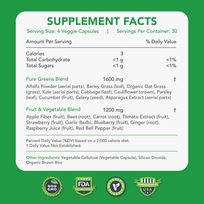 KaraMD Pure Nature | Greens, Fruit and Veggies Supplement | Vitamins, Fiber & Antioxidants | 20 Fruits and Vegetables Supplements for Energy & Digestion | Gluten Free & Vegan Friendly (30 Servings) - dailyvitalstore