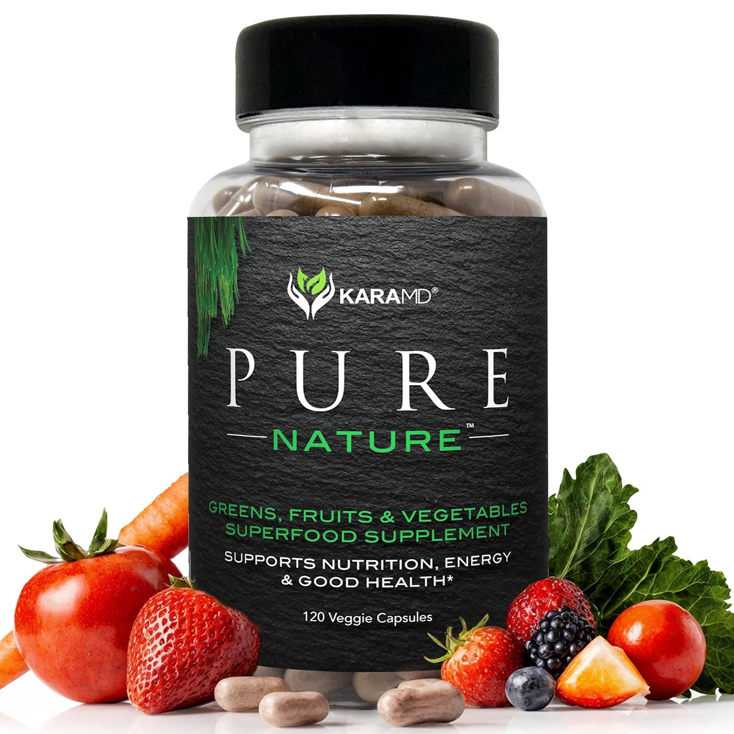 KaraMD Pure Nature | Greens, Fruit and Veggies Supplement | Vitamins, Fiber & Antioxidants | 20 Fruits and Vegetables Supplements for Energy & Digestion | Gluten Free & Vegan Friendly (30 Servings) - dailyvitalstore