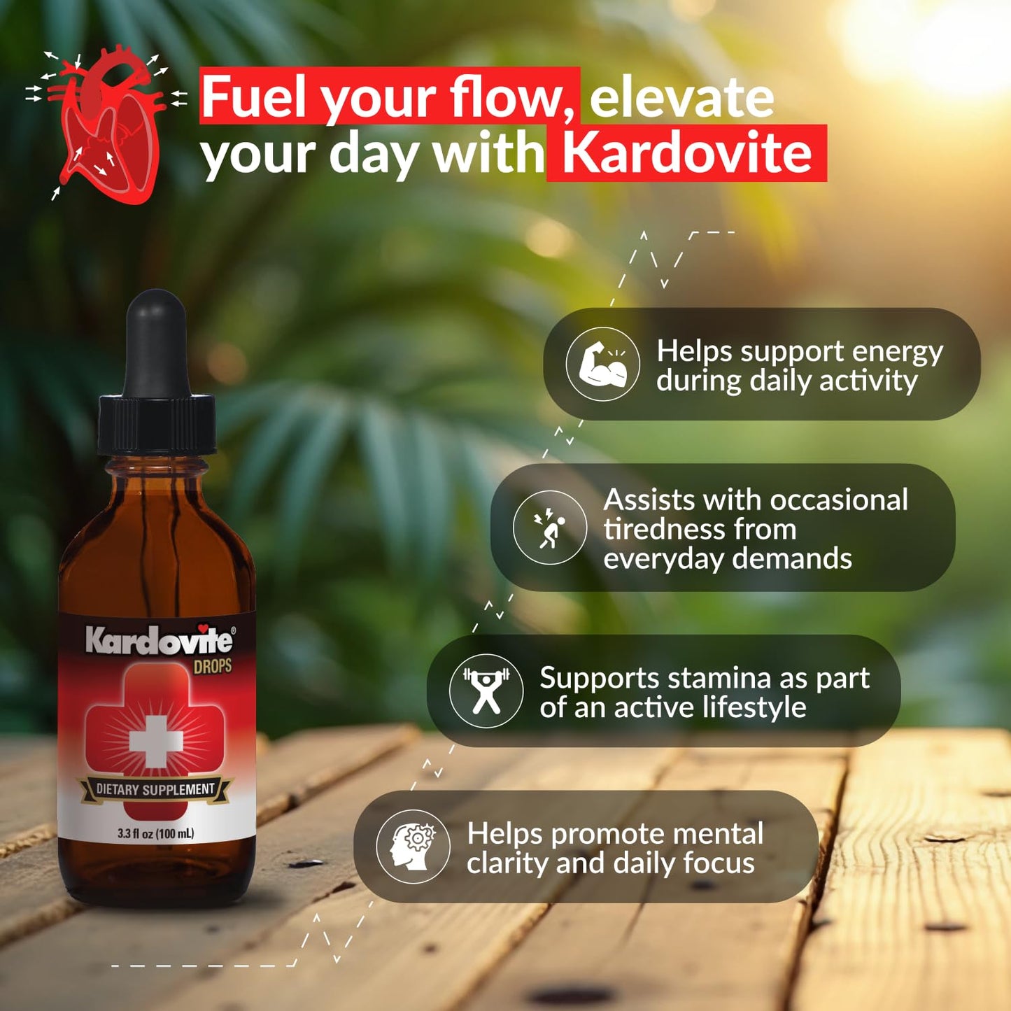 Kardovite Herbal Circulation Support Drops 100ml | Supports Circulatory Wellness with Hawthorn, Garlic, Ginkgo, Cayenne, Milk Thistle, Bilberry & Valerian | Supports Vitality & Daily Wellness - dailyvitalstore
