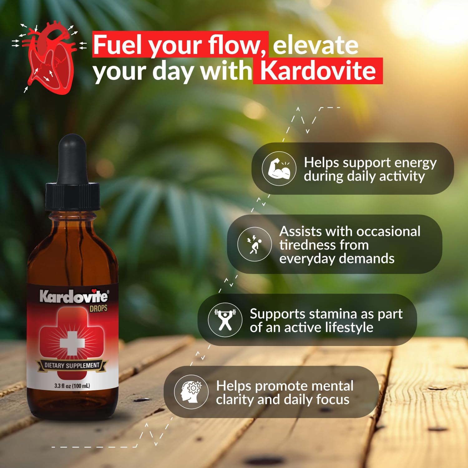 Kardovite Herbal Circulation Support Drops 100ml | Supports Circulatory Wellness with Hawthorn, Garlic, Ginkgo, Cayenne, Milk Thistle, Bilberry & Valerian | Supports Vitality & Daily Wellness - dailyvitalstore