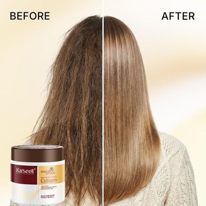 Karseell Collagen Hair Treatment Deep Repair Conditioning Argan Oil Collagen Hair Mask Essence for Dry Damaged Hair All Hair Types 16.90 oz 500ml - dailyvitalstore