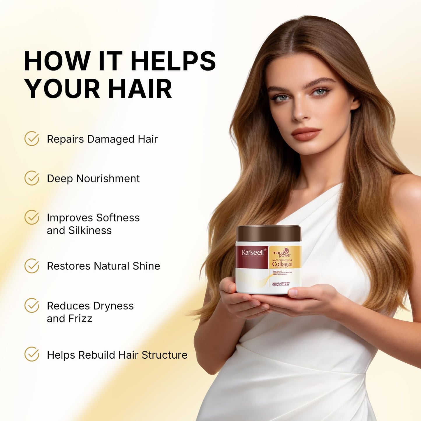 Karseell Collagen Hair Treatment Deep Repair Conditioning Argan Oil Collagen Hair Mask Essence for Dry Damaged Hair All Hair Types 16.90 oz 500ml - dailyvitalstore