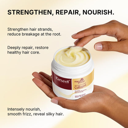 Karseell Collagen Hair Treatment Deep Repair Conditioning Argan Oil Collagen Hair Mask Essence for Dry Damaged Hair All Hair Types 16.90 oz 500ml - dailyvitalstore