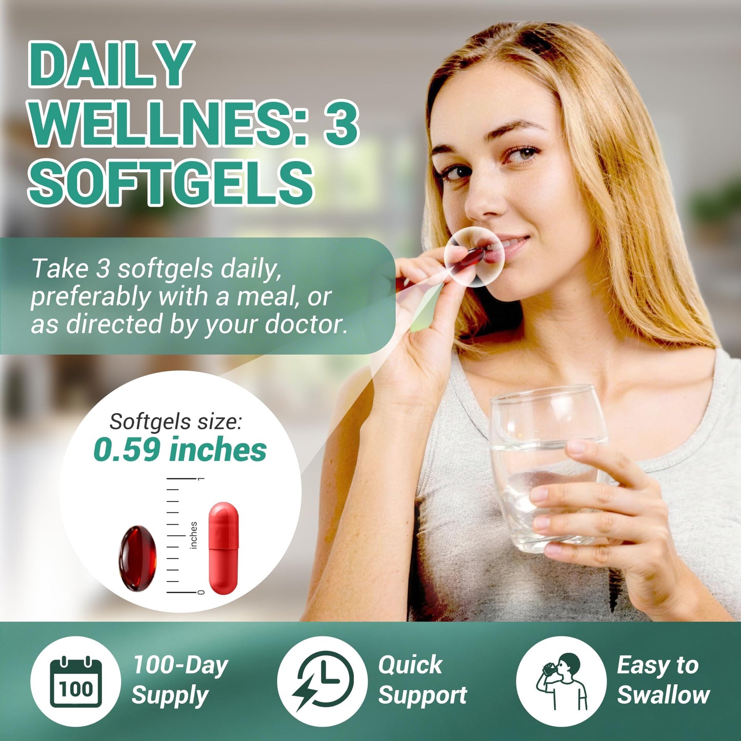 Kaseano Lymphatic Drainage Supplement 300 Softgels 21-in-1 Herbal Blend with Echinacea, Dandelion, Burdock Root Lymph System Support Fluid Balance & Immune System for Women & Men - dailyvitalstore