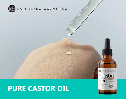Kate Blanc Cosmetics Castor Oil Organic for Hair, Lashes, Face, Skin (2oz), 100% Pure, Cold Pressed, Hexane Free Hair Oil. - dailyvitalstore