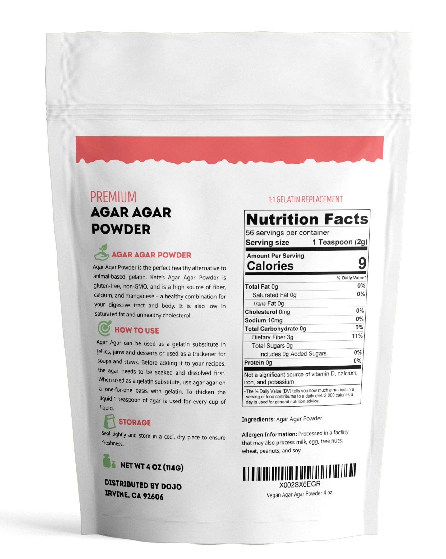 Kate Naturals Agar Agar Powder for Cooking & Petri Dishes. Vegan Gelatin Substitute Powder Unflavored for Gelatin Sheets - dailyvitalstore