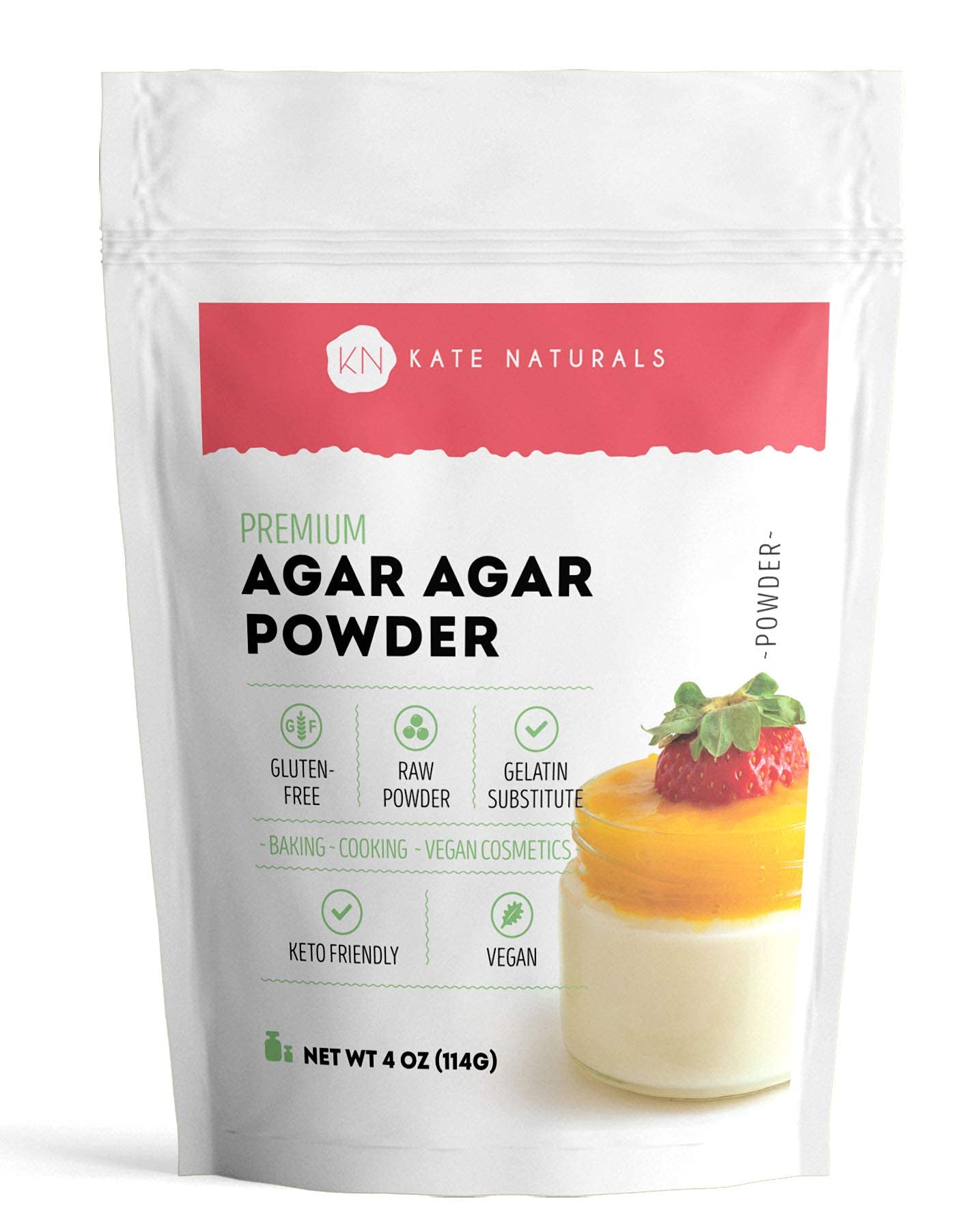 Kate Naturals Agar Agar Powder for Cooking & Petri Dishes. Vegan Gelatin Substitute Powder Unflavored for Gelatin Sheets - dailyvitalstore