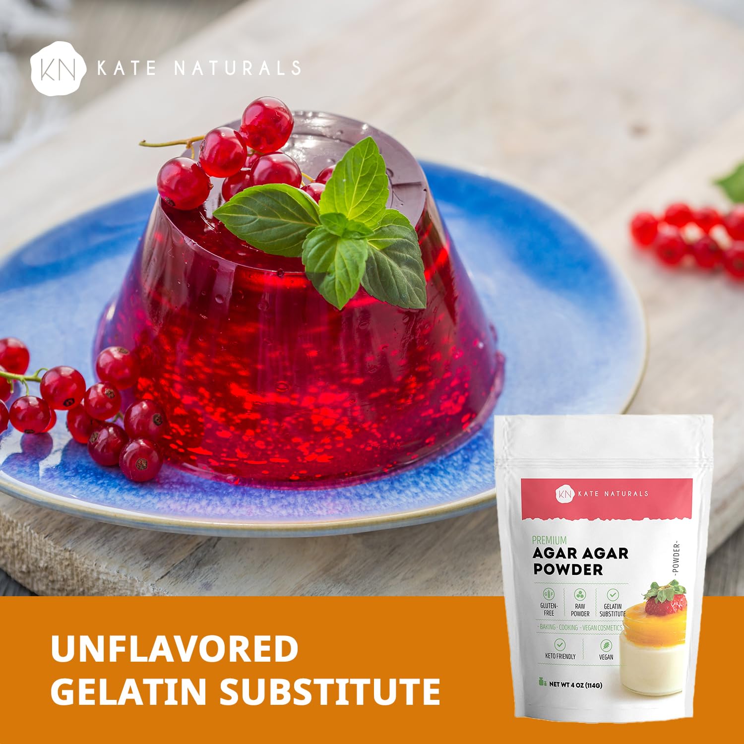 Kate Naturals Agar Agar Powder for Cooking & Petri Dishes. Vegan Gelatin Substitute Powder Unflavored for Gelatin Sheets - dailyvitalstore