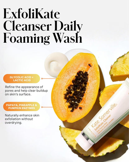 Kate Somerville ExfoliKate Cleanser – Daily Exfoliating Foaming Face Wash, Clinically Formulated Glycolic Acid and Lactic Acid Gentle - dailyvitalstore