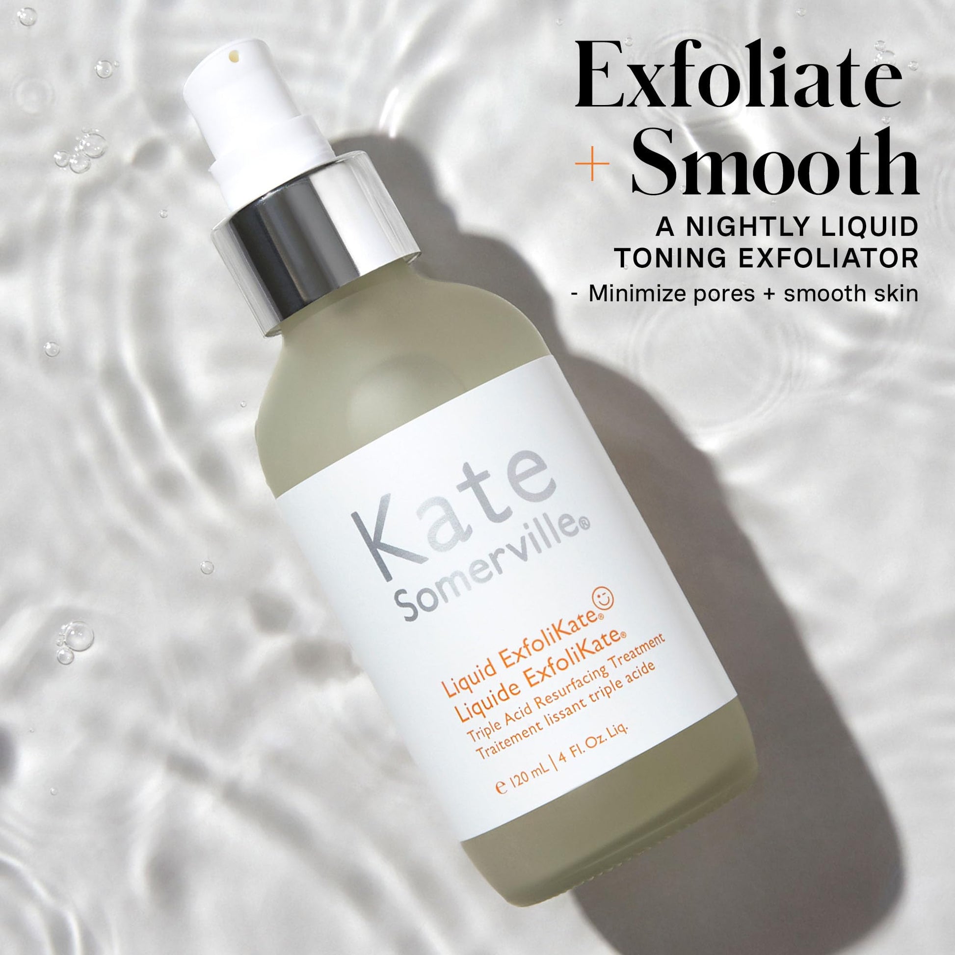 Kate Somerville Liquid ExfoliKate – Triple Acid Resurfacing Treatment, Clinically Formulated AHA Overnight Facial Exfoliator, - dailyvitalstore