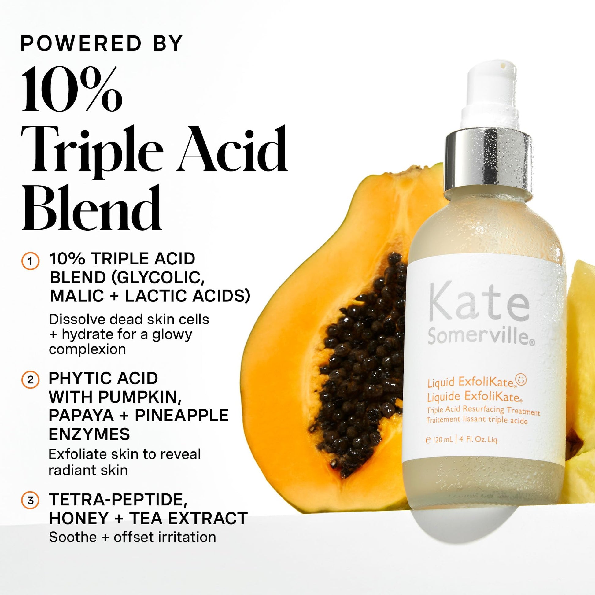 Kate Somerville Liquid ExfoliKate – Triple Acid Resurfacing Treatment, Clinically Formulated AHA Overnight Facial Exfoliator, - dailyvitalstore