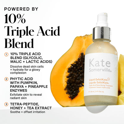 Kate Somerville Liquid ExfoliKate – Triple Acid Resurfacing Treatment, Clinically Formulated AHA Overnight Facial Exfoliator, - dailyvitalstore