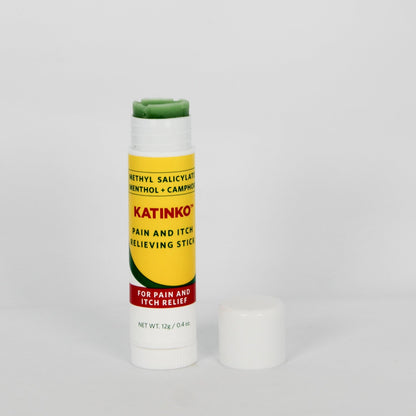 Katinko Pain and Itch Relieving Stick 12g - Effective for Muscle Strain, Neck Stiffness, Rheumatism, and Bruises (4) - dailyvitalstore