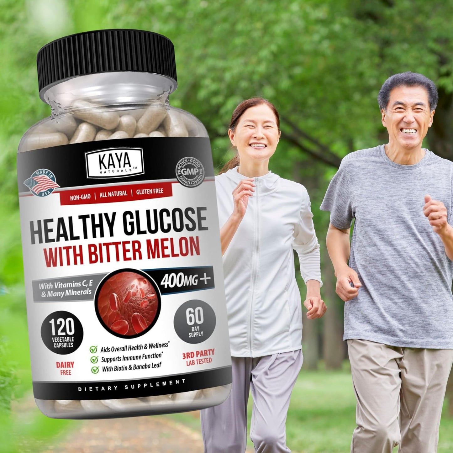 Kaya Naturals Healthy Gluco with Bittermelon Supplement | Support Healthy Levels and Function, 20 Herbs Vitamins and Minerals, Alpha Lipoic Acide, Cinnamon, Vitamin C & E, Non-GMO (120 Count) - dailyvitalstore