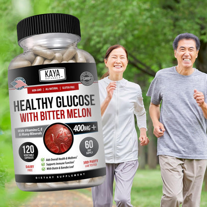 Kaya Naturals Healthy Gluco with Bittermelon Supplement | Support Healthy Levels and Function, 20 Herbs Vitamins and Minerals, Alpha Lipoic Acide, Cinnamon, Vitamin C & E, Non-GMO (120 Count) - dailyvitalstore