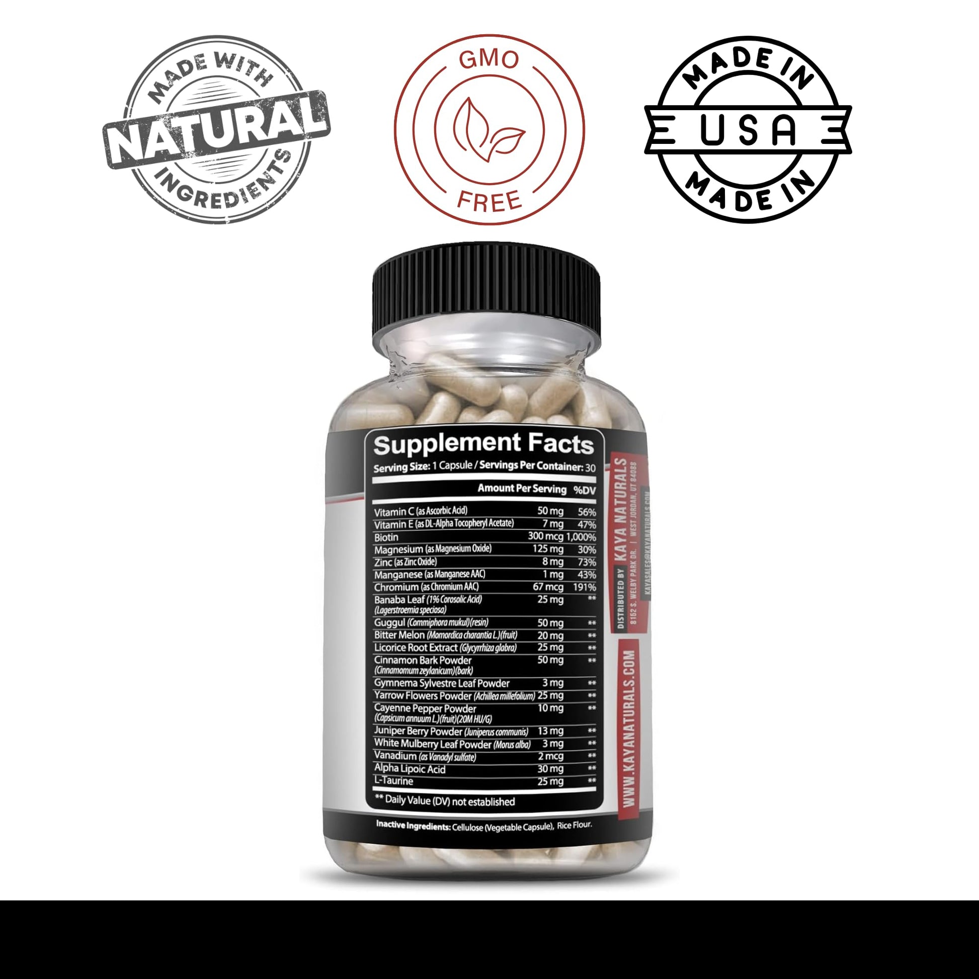 Kaya Naturals Healthy Gluco with Bittermelon Supplement | Support Healthy Levels and Function, 20 Herbs Vitamins and Minerals, Alpha Lipoic Acide, Cinnamon, Vitamin C & E, Non-GMO (30 Count) - dailyvitalstore