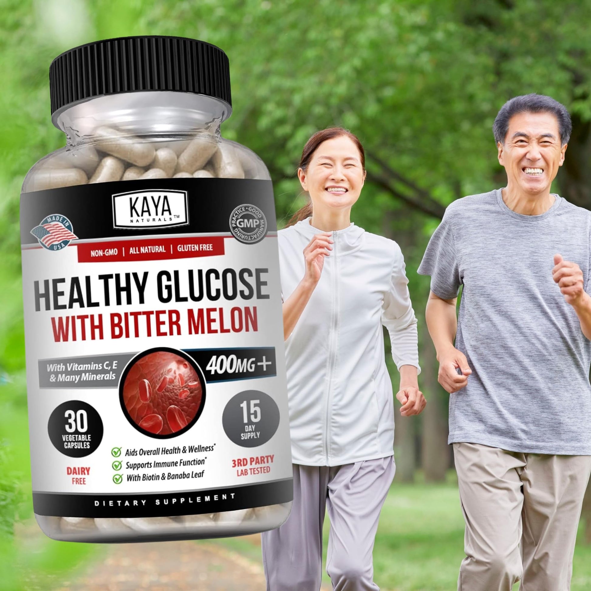 Kaya Naturals Healthy Gluco with Bittermelon Supplement | Support Healthy Levels and Function, 20 Herbs Vitamins and Minerals, Alpha Lipoic Acide, Cinnamon, Vitamin C & E, Non-GMO (30 Count) - dailyvitalstore